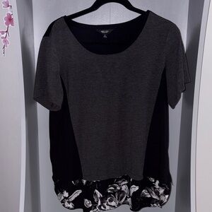Simply Vera Vera Wang Gray and Black Short Sleeve Top